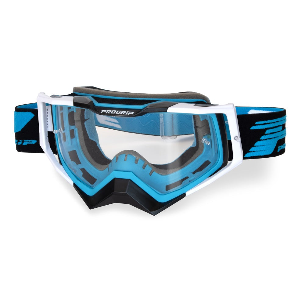 MASCHERA PRO GRIP RAPID - AZZURRO NERO BIANCO LENTE TRASPARENTE