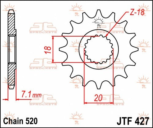 PIGNONE ACCIAIO JT Passo 520 - 11 denti SUZUKI RM 125 1980-2012