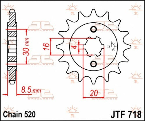 PIGNONE ACCIAIO JT Passo 520 - 12 denti HUSQVARNA 125 CR 1990-1994