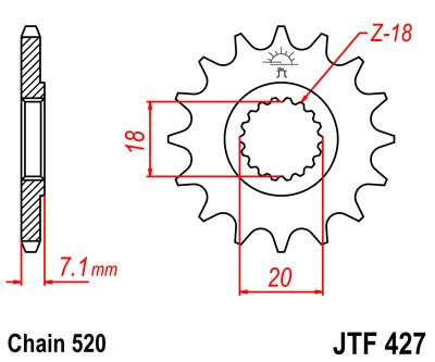 PIGNONE ACCIAIO JT Passo 520 - 12 denti SUZUKI RMZ 250 2007-2012