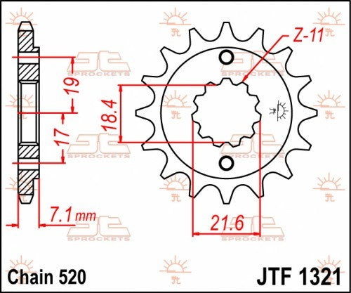 PIGNONE ACCIAIO JT Passo 520 - 13 denti HONDA XR 250 R 1996-2004