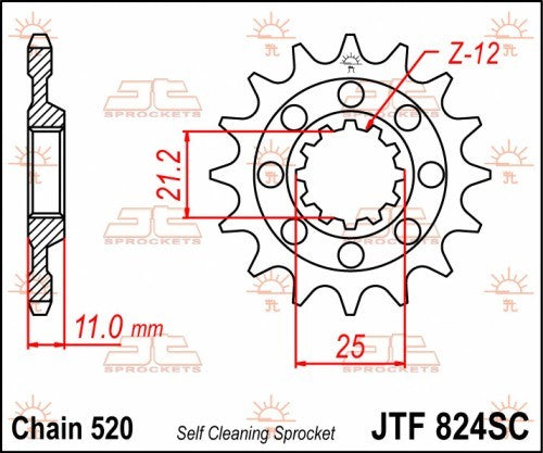 PIGNONE ACCIAIO JT Passo 520 - 13 denti HUSQVARNA 350 TE 1990-1995