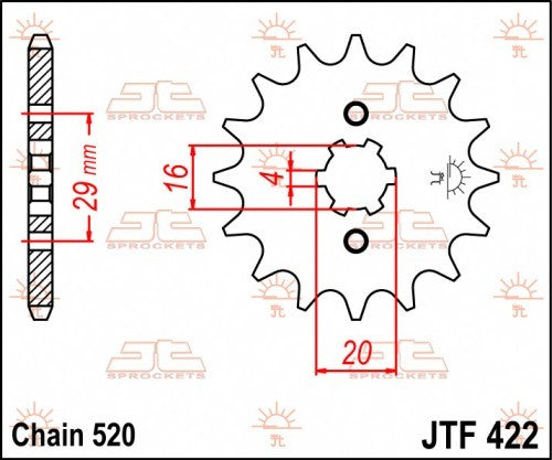 PIGNONE ACCIAIO JT Passo 520 - 13 denti KAWASAKI KX 125 1980-1993