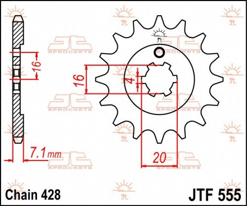 PIGNONE ACCIAIO JT Passo 428 - 14 denti KAWASAKI KX 85 2001-2023