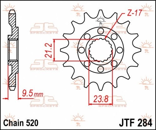 PIGNONE ACCIAIO JT Passo 520 - 15 denti HONDA CRF 250 R 2022-2023