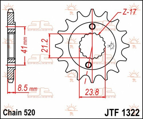 PIGNONE ACCIAIO JT Passo 520 - 15 denti HONDA XR 400 R 1996-2004