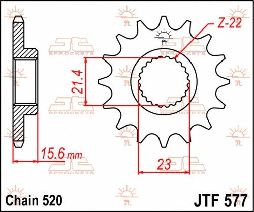 PIGNONE ACCIAIO JT Passo 520 - 15 denti - Versione Gommata YAMAHA TT 600 1998-2003