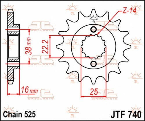 PIGNONE ACCIAIO JT Passo 525 - 15 denti - Versione Gommata DUCATI 916 1994-2003
