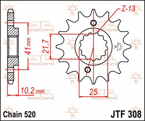 PIGNONE ACCIAIO JT Passo 520 - 15 denti - Versione Gommata HONDA FMX 650 2005-2008