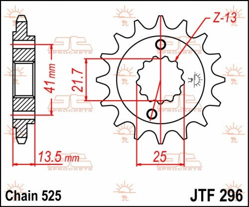 PIGNONE ACCIAIO JT Passo 525 - 16 denti - Versione Gommata HONDA XL 700 V Transalp 2008-2013