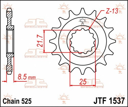 PIGNONE ACCIAIO JT Passo 525 - 17 denti KAWASAKI ZX 10 R 2004-2020