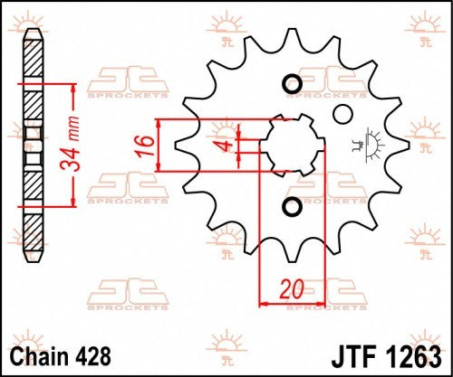 PIGNONE ACCIAIO JT Passo 428 - 14 denti BETA RR 125 4T 2006-2016