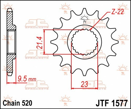 PIGNONE ACCIAIO JT Passo 520 - 15 denti YAMAHA XT 600 1999-2003