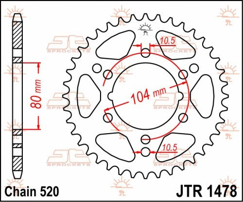 CORONA JT ACCIAIO KAWASAKI ZX 6 R 1998-2002 43 denti Passo 520