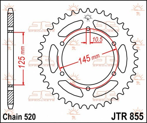 CORONA JT ACCIAIO YAMAHA XTZ 750 Tenere 1990-1998 45 denti Passo 520 - Versione ZBK: con zincatura nera
