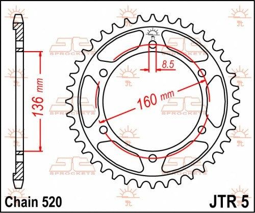CORONA JT ACCIAIO BMW F 650 1994-2007 47 denti Passo 520 - Versione ZBK: con zincatura nera