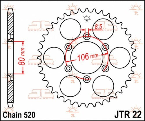 CORONA JT ACCIAIO APRILIA Tuareg 125 1989-1993 49 denti Passo 520
