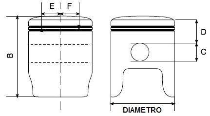 PISTONE PROX KTM 125 SX 2007-2023 SPECIFICHE: DIAMETRO 53,95 MM - FUSO - 2 FASCE - RIVESTIMENTO ANTI-GRIPPAGGIO