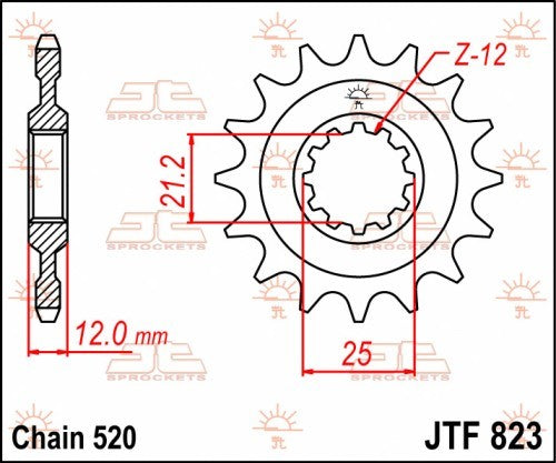 PIGNONE ACCIAIO JT Passo 520 - 15 denti HUSQVARNA 250 WR 1983-1989