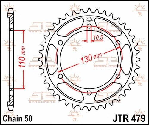 CORONA JT ACCIAIO YAMAHA FZ1 1000 2006-2014 48 denti Passo 530 - Versione ZBK: con zincatura nera