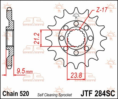 PIGNONE ACCIAIO JT Passo 520 - 14 denti HONDA CRF 250 R 2022-2023