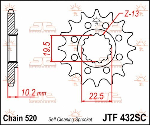 PIGNONE ACCIAIO JT Passo 520 - 13 denti SUZUKI DRZ 400 E 2000-2008