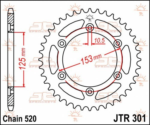 CORONA JT ACCIAIO HONDA XR 600 R 1991-2000 48 denti Diametro 125 mm - Passo 520