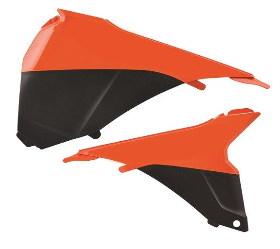 POLISPORT - COPERCHI LATERALI CASSA FILTRO KTM 450 EXC 2014-2016 COLORE: ARANCIONE/NERO - FINITURA LUCIDA COME MODELLI 2015