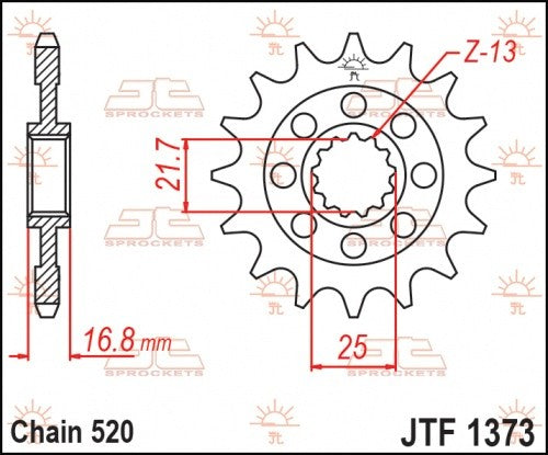 PIGNONE ACCIAIO JT Passo 520 - 16 denti - Versione Gommata HONDA X-ADV 750 2017-2019