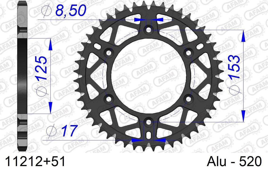 Corona in ergal autopulente AFAM HONDA CR 125 1984-2007 51 Denti