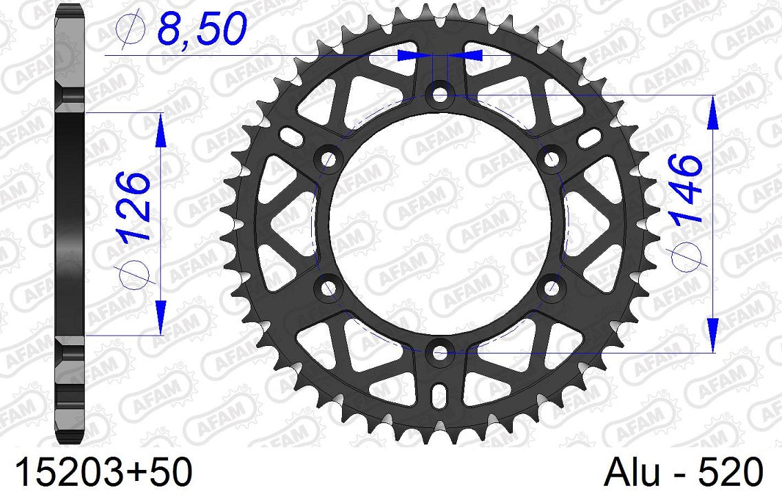 Corona in ergal autopulente AFAM SUZUKI RMZ 250 2007-2023 50 Denti