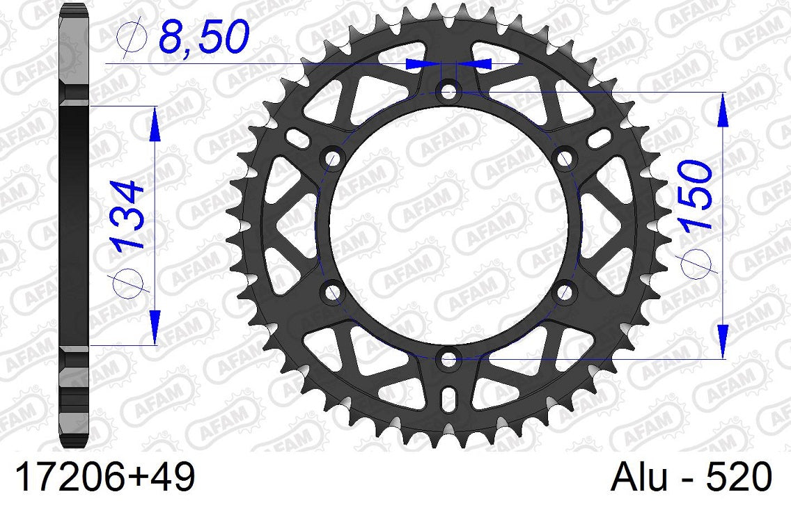 Corona in ergal autopulente AFAM KAWASAKI KX 125 1980-2008 49 Denti