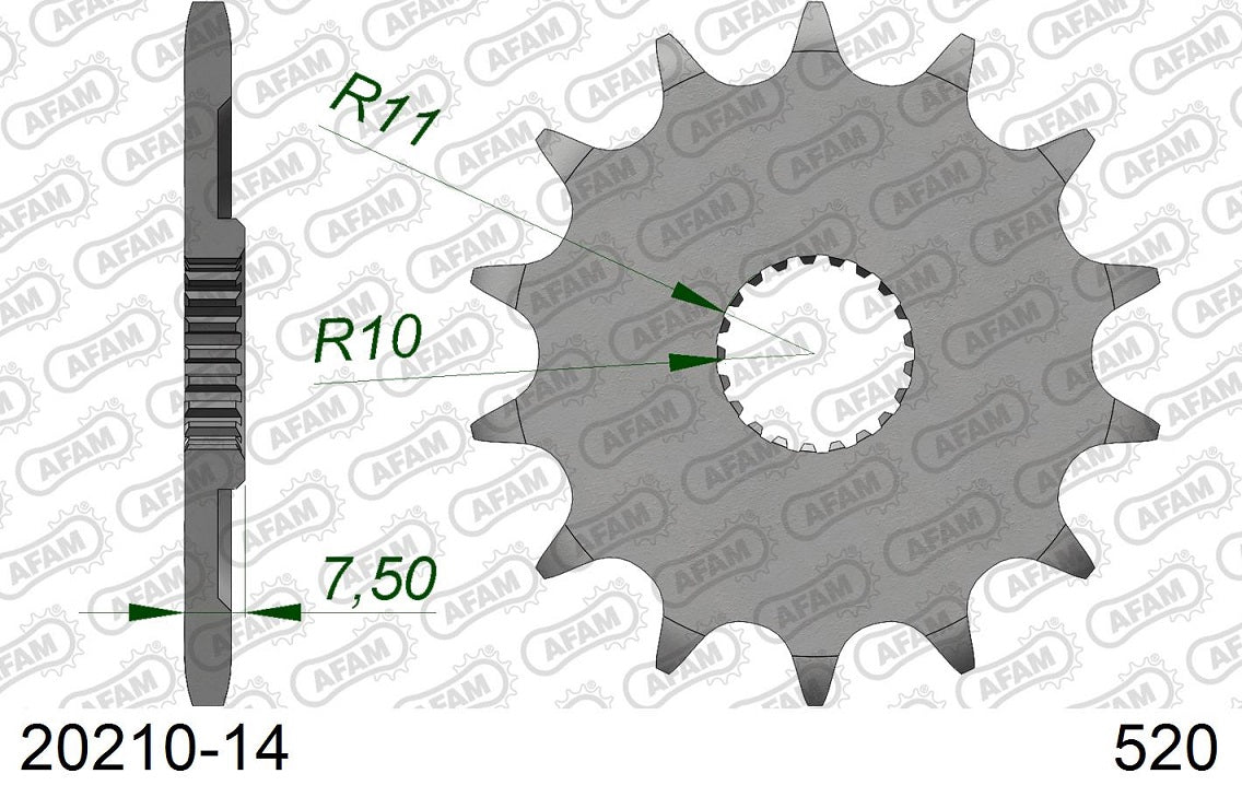 Pignone in acciaio AFAM HONDA CR 125 2004-2007 Passo 520 - 14 denti