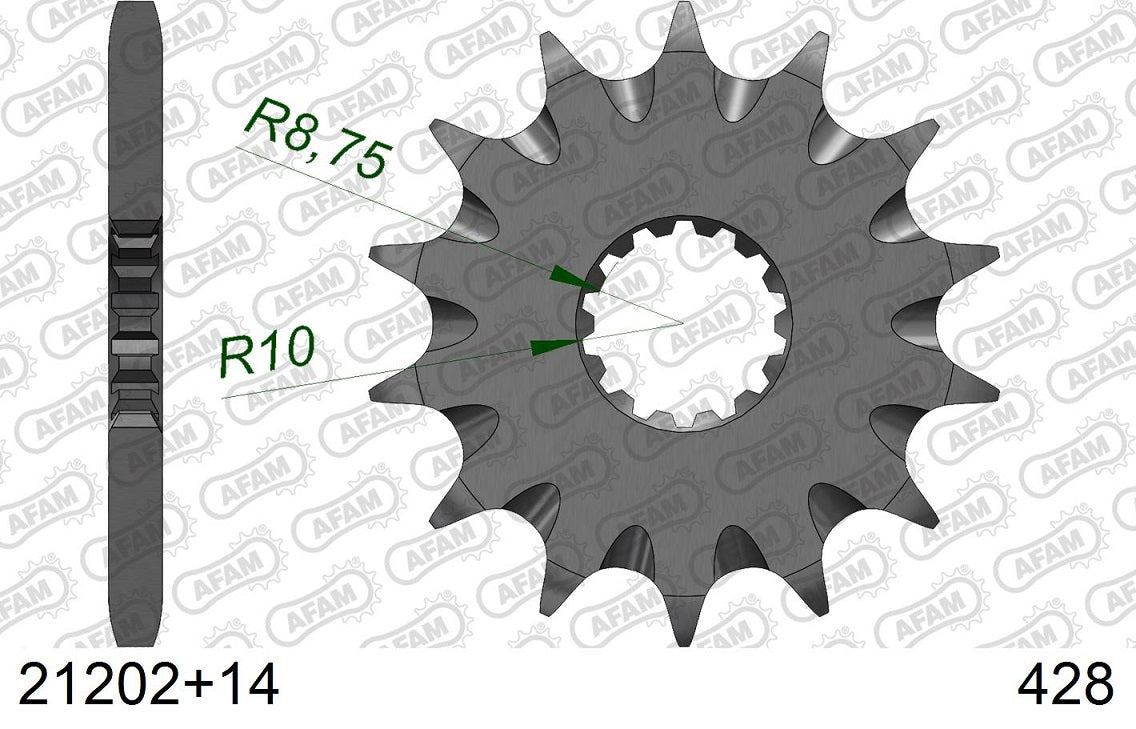 Pignone in acciaio AFAM YAMAHA YZ 85 2002-2022 Passo 428 - 14 denti - Autopulente