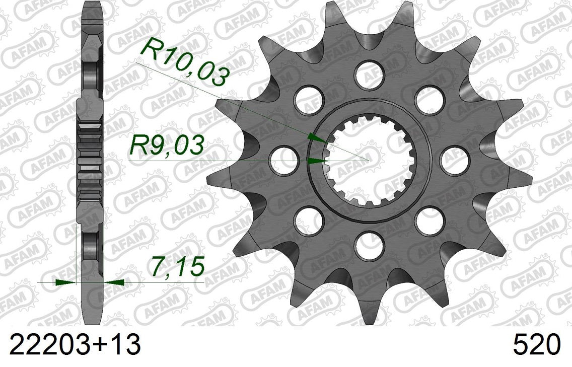 Pignone in acciaio AFAM SUZUKI RM 125 1980-2012 Passo 520 - 13 denti - Autopulente