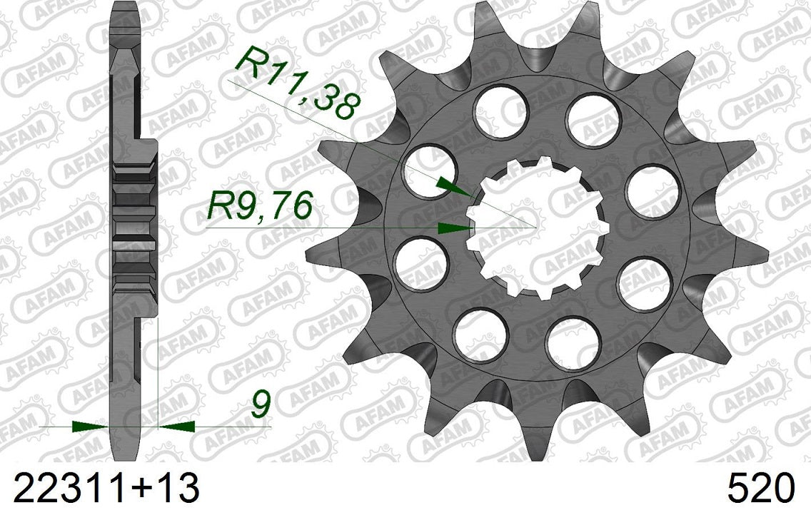 Pignone in acciaio AFAM SUZUKI RMZ 250 2013-2023 Passo 520 - 13 denti - Autopulente