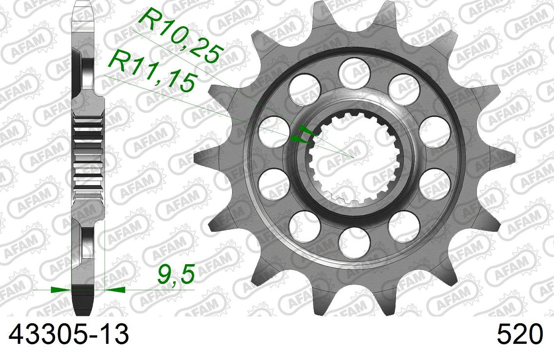 Pignone in acciaio AFAM SHERCO 300 SE-R 2021-2023 Passo 520 - 13 denti