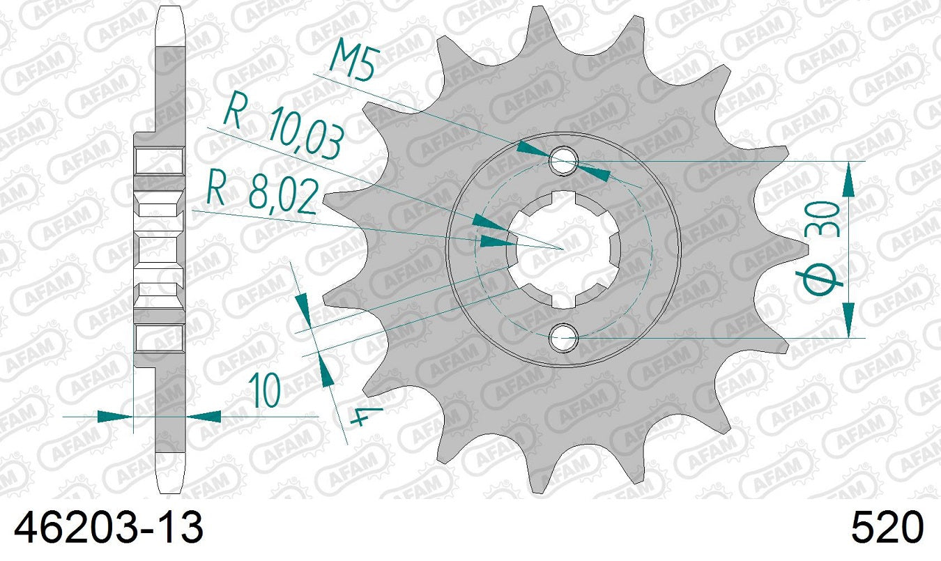 Pignone in acciaio AFAM CAGIVA Mito 125 1990-2010 Passo 520 - 13 denti