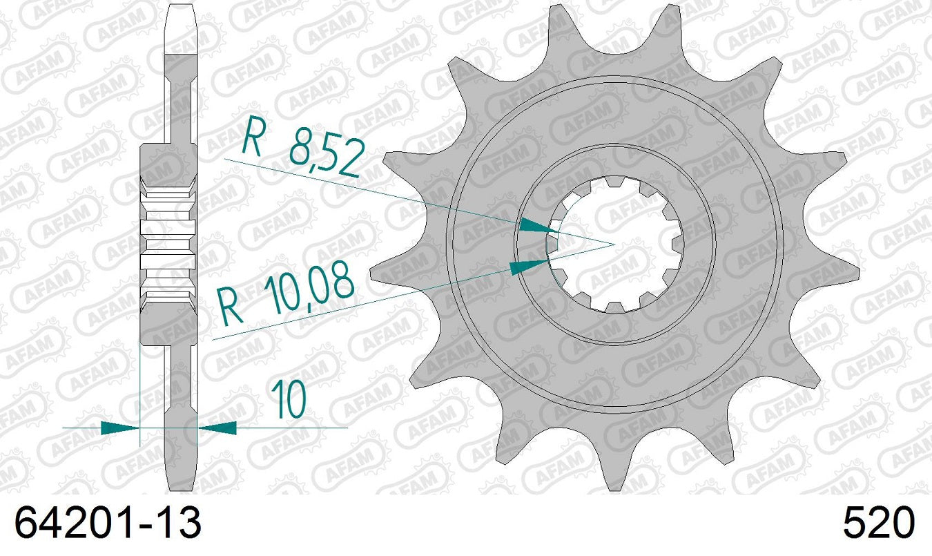 Pignone in acciaio AFAM HUSQVARNA 125 CR 1995-2013 Passo 520 - 13 denti
