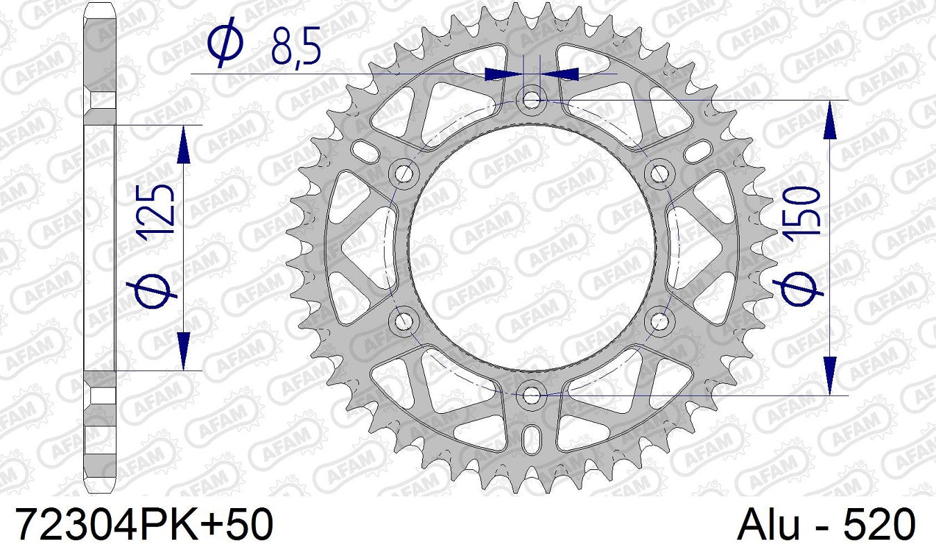 Corona in ergal autopulente AFAM HUSQVARNA 250 TC 2014-2023 50 Denti