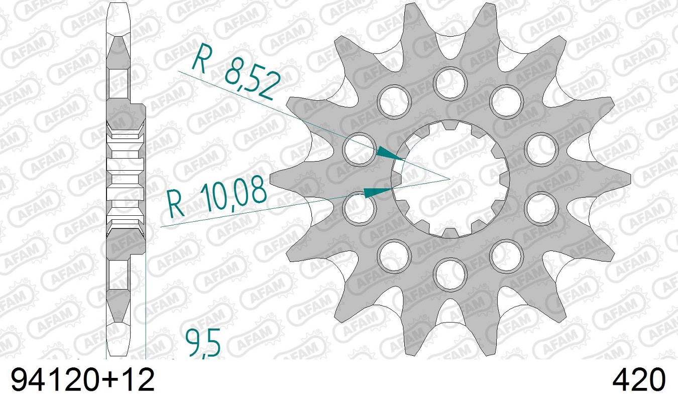 Pignone in acciaio AFAM KTM 65 SX 1998-2023 Passo 420 - 12 denti - Autopulente