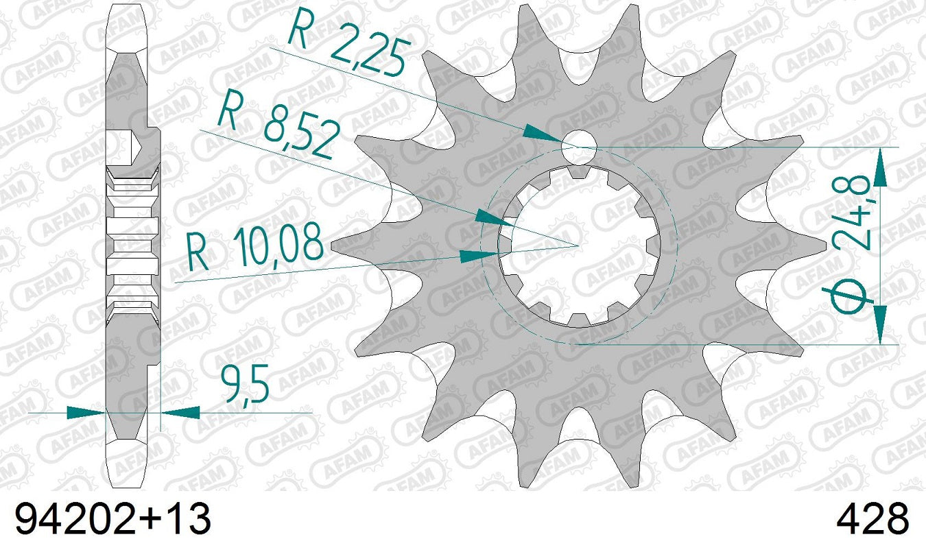 Pignone in acciaio AFAM GAS GAS MC 85 2021-2023 Passo 428 - 13 denti - Autopulente