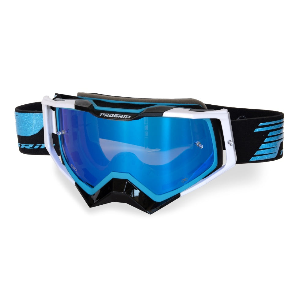 MASCHERA PRO GRIP RAPID - AZZURRO NERO BIANCO LENTE BLU A SPECCHIO