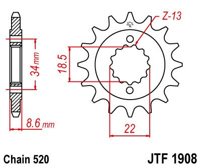 PIGNONE ACCIAIO JT Passo 520 - 15 denti KTM 390 Duke 2013-2022
