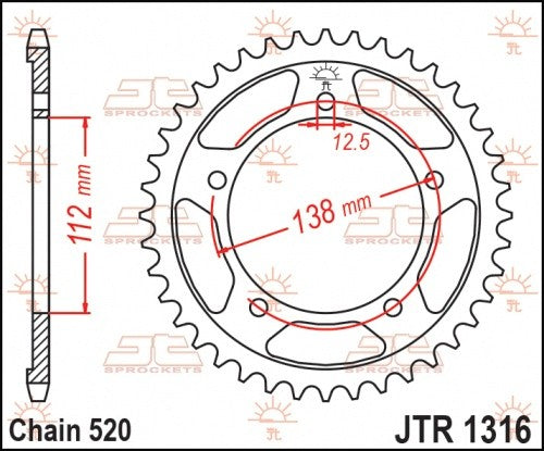 CORONA JT ACCIAIO HONDA NC 750 2014-2020 43 denti Passo 520