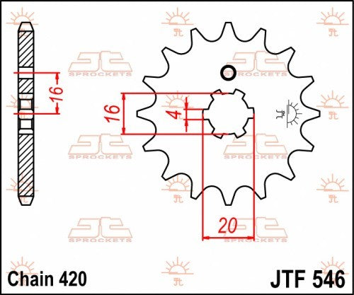 PIGNONE ACCIAIO JT Passo 420 - 13 denti KAWASAKI KX 80 1979-2000