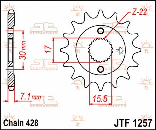 PIGNONE ACCIAIO JT Passo 428 - 14 denti HONDA CR 80 1986-2002