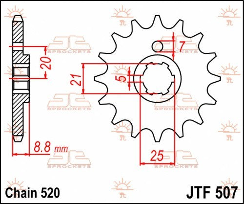 PIGNONE ACCIAIO JT Passo 520 - 14 denti KAWASAKI KX 500 1983-1986