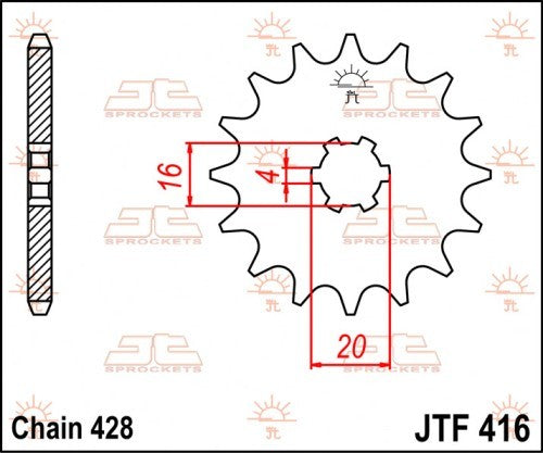 PIGNONE ACCIAIO JT Passo 428 - 14 denti SUZUKI RM 85 2002-2018