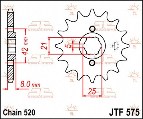 PIGNONE ACCIAIO JT passo 520 - 14 denti YAMAHA TT 600 1996-2000